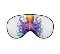 Colorful Octopus Sleep Mask Light Block-Out Eye Mask for Side Sleeper Pressure-Free Soft Night Blindfold with Adjustable Strap Breathable Sleep Eye Cover for Travel