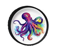 Colorful Octopus Spare Tire Cover PVC Leather Spare Wheel Cover Dustproof Waterproof Jeep Tire Cover for 32inch Camper, RV Trailer, Truck, SUV Fit Diameter 28-34 Inch