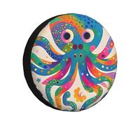 Colorful Octopus Spare Tire Cover Waterproof Dustproof Car Wheel Protector Portable Spare Tire Cover for RV SUV Truck Travel Trailers