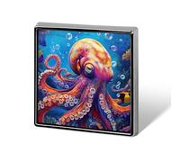 Colorful Octopus Square Metal Badge Printed Brooches Cute Button Decorations Pins for Backpack Clothing