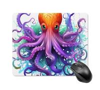 Colorful Octopus Square Mouse Pad Portable Computer Mousepad with Non-Slip Rubber Base 18 * 22cm Ultra-Thin Gaming Mouse Mat for Computer Laptop Office Desk Accessories