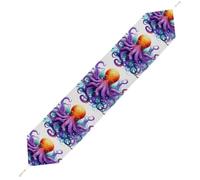 Colorful Octopus Table Runner for Dining Table, Short Plush Runners Washable & Durable Tablerunner Modern Home Decor for Wedding, Kitchen, Holiday 200*33cm