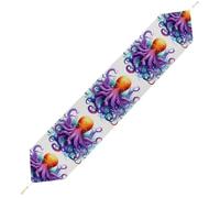 Colorful Octopus Table Runner for Dining Table, Short Plush Runners Washable & Durable Tablerunner Modern Home Decor for Wedding, Kitchen, Holiday 178*33cm