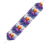 Colorful Octopus Table Runner for Dining Table, Short Plush Runners Washable & Durable Tablerunner Modern Home Decor for Wedding, Kitchen, Holiday 229*33cm