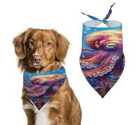 Colorful Octopus Triangle Dog Bandana Adjustable Pet Bibs Summer Washable Scarf for Small Medium Large Pets