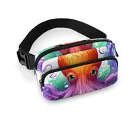 Colorful Octopus Waist Bag Large Capacity Fanny Pack Adjustable Belt Crossbody Bags Portable Waist Packs For Outdoors Traveling Casual Running