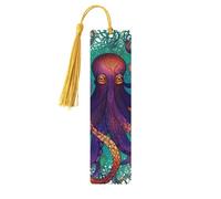 Colorful Octopus Wooden Bookmark 5pcs for Book Lovers,DIY Wood Craft Bookmarks with Colorful Tassels Wooden Gift Tags Labels Ornaments Unusual Gift for Men Women