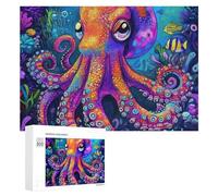 Colorful Octopus Wooden Jigsaw Puzzles for Adults 1000/500/300 Pieces with Storage Box Funny Gifts