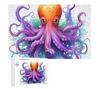 Colorful Octopus Wooden Puzzles for Adults 1000 PCS Unique Shape Puzzles Wall Art Home Decor for Puzzle Lovers, Family, Friend Creative Gift Toys