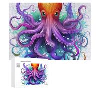 Colorful Octopus Wooden Puzzles for Adults 300 PCS Unique Shape Puzzles Wall Art Home Decor for Puzzle Lovers, Family, Friend Creative Gift Toys