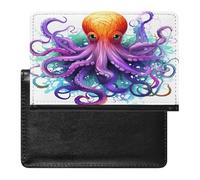 Colorful Octopus1 Passport Holder Vaccine Card Holder Travel Document Organizer Credit Card Organizer for Women/Men