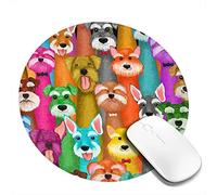 Colorful Oil Cute Schnauzer Dogs Round Mouse Pad, Colorful Non-Slip Rubber Base Mousepad with Stitched Edge, Customized Mouse Mat for Computer Laptop 7.9 x 7.9 Inch