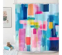 Colorful Oil Painting Shower Curtain Abstract Watercolor Modern Shower Curtains for Bathroom Mould Resistant Fabric 3D Bathtub Curtain Waterproof Polyester120x180 cm (47 x 71 Inch)with 8 Hooks c.1064