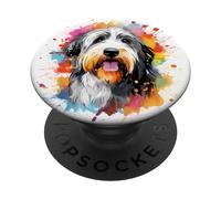 Colorful Old English Sheepdog watercolor Art Pet Dog Mom PopSockets Swappable PopGrip