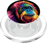 Colorful Orangutan Rainforest Great Ape Jungle Animals Black PopSockets PopGrip for MagSafe