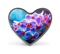 Colorful Orchids Flower Button Pin Design Your Own Personalized Pin Cute Button Badge Exquisite Heart Badge Fashion Brooch Metal Decorative Lapel Pins for Hat Clothes Backpack