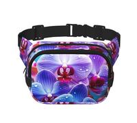 Colorful Orchids Flower Fanny Pack For Women Waterproof Adjustable Belt Bags Waist Pack Fashion Casual Crossbody Bags Bum Bag For Running Workout Hiking Traveling, Black, One Size