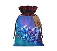 Colorful Orchids Flower Print Christmas Candy Bags,Holiday Party Color-Blocked Drawstring Bags,Drawstring Snack Bags