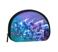Colorful Orchids Flower Print Portable Mini Storage Bag Shell Shaped Wallet Small Coin Wallet Shell Storage Bag
