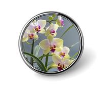 Colorful Orchids Flower Round Badge Personalized Metal Lapel Pin Badges Fit Clothing Bags Hat Humorous Printed Brooch Badge Party Decorations Accessories for Men Women