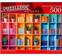 Colorful Organized Bookshelf - 500 Pieces Deluxe Jigsaw Puzzle for Adults 16 +