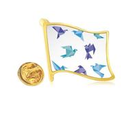 Colorful Origa Pigeon Pattern Golden Metal Flag Lapel Pin Badge