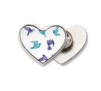 Colorful Origa Pigeon Pattern Heart Metal Pin Brooch Clip Love