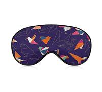Colorful Origami Paper Swallow Birds Sleeping Eye Mask Eye Shade with Adjustable Strap Blindfold for Airplane Travel