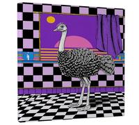 Colorful Ostrich Wall Art, Violet Black Abstract Animal Canvas Print, Home Decor for Living Room, Bedroom, Bathroom, Dorm, Modern Aesthetic 12x12 Inch