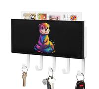 Colorful Otter Key Holder Wall Mounted Key Rack Organizer with 5 Hooks