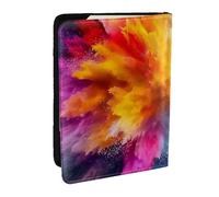 Colorful Outer Space Clouds Cosmic Planets Moon Earth Printed Passport Holder,Travel Pu Leather Passport Cover Case Organiser for Men Women,6.5 Inch