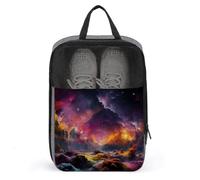 Colorful Outer Space Shoe Bags Foldable Breathable Portable Shoe Puches Organizer Stylish Expandable Packing Travel Shoes Bags for Sneakers Gym Luggage Closet