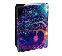 Colorful Oversized Tree of Life Printed Passport Holder,Travel Pu Leather Passport Cover Case Organiser for Men Women,6.5 Inch