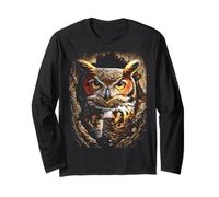 Colorful Owl Art Cute Forest Animal Autumn Aesthetic Fall Long Sleeve T-Shirt