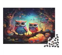 Colorful Owl Couple Jigsaws 1000 Pieces for Adults with Unique Shapes Centenary Jigsaws As A Perfect Office Break Puzzle for Workplace Leisure 38x26cm/1000pcs