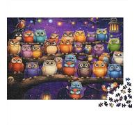 Colorful Owl Gathering 1000 Piece Jigsaw Puzzles for Adults Featuring Artistic Design Jigsaws for Adults As A Mind Relaxation Puzzle for Holiday Activity 38x26cm/1000pcs