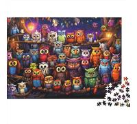 Colorful Owl Gathering 1000 Pieces Jigsaw Puzzles for Adults & Children, Recycled Cardboard, Non-Reflective, Owl Collection Art, Stress Relief Fun, Great Gift Idea for Home Decor 70x50cm/1000pcs