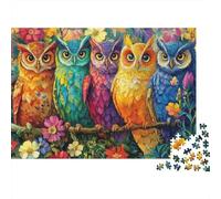 Colorful Owl Group 1000 Piece Jigsaw Puzzle Paper for Adults Vibrant Forest Scene Puzzle Game for Family Relaxation Mindfulness Gift 52x38cm/1000pcs