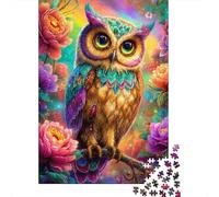 Colorful Owl Jigsaw Puzzle 1000 Piece Jigsaw Puzzle Paper for Adults Floral Pattern Puzzle Game for Family Relaxation Home Decor 52x38cm/1000pcs