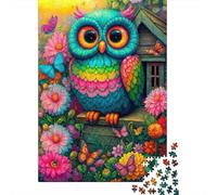 Colorful Owl Jigsaw Puzzle for Adults 1000 Pieces Puzzle Game Floral Garden Relaxing Gift Focus Home Decor 52x38cm/1000pcs