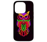 Colorful Owl Line Art Geometric Abstract Night Bird Graphic Case for iPhone 14 Pro