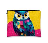 Colorful Owl Makeup Bag, Vibrant Animal Graphic Cosmetic Travel Pouch for Women, Portable Small Canvas Zipper Organizer, Ideal Gift for Festivals and Spring, Colorful, 7x9 Inch, Owl