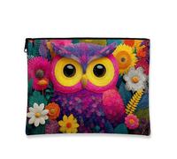 Colorful Owl Makeup Bag, Vibrant Floral Cosmetic Pouch for Women, Portable Zipper Travel Organizer, Spring Festival Gift Toiletry Bag, Cute Animal Design, colorful, 7x9 Inch, Owl