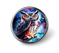 Colorful Owl Night Sky Badge Round Badge Pin Button Lapel Pin Print Brooch Gifts for Men Women 1 Inch