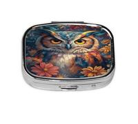 Colorful Owl Pattern Pill Case Pill Box Travel Pill Organizer Small Square Medicine Box for Purse & Pocket Gifts