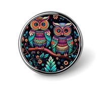 Colorful Owl Pictures Round Badge Cute Brooch Hats Jackets Decor Personalized Lapel Pin Clothing Jewelry Accessories for Wedding Party Gift
