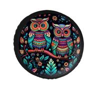 Colorful Owl Pictures Spare Tire Cover PVC Leather Spare Wheel Cover Dustproof Waterproof Jeep Tire Cover for 30inch Camper, RV Trailer, Truck, SUV Fit Diameter 28-34 Inch