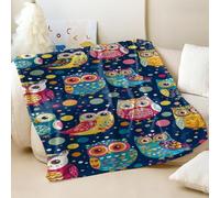 Colorful Owl Print Flannel Blanket - Super Soft and Cozy Cute Throw Blanket for Kids and Family Warm Sofa Blanket (03,150x200cm)