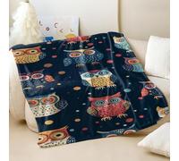 Colorful Owl Print Flannel Blanket - Super Soft and Cozy Cute Throw Blanket for Kids and Family Warm Sofa Blanket (02,130x150cm)
