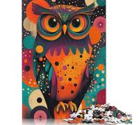 Colorful Owl with Abstract Background Whimsical Owl Pop Art Poster Bold And Colorful Animal Deco... Puzzles 500 Piece Puzzles for Teenagers Gifts Puzzle for Adults And Teenager 500pcs (52x38cm)
